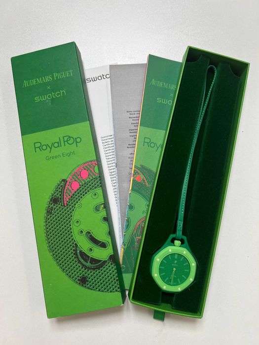Swatch x AP Green Eight – zielona biokeramika, luma,lanyard w zestawie