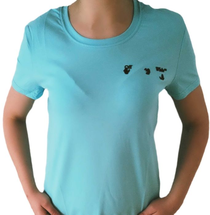 Koszulka  Damska Off-White Logo błękitna