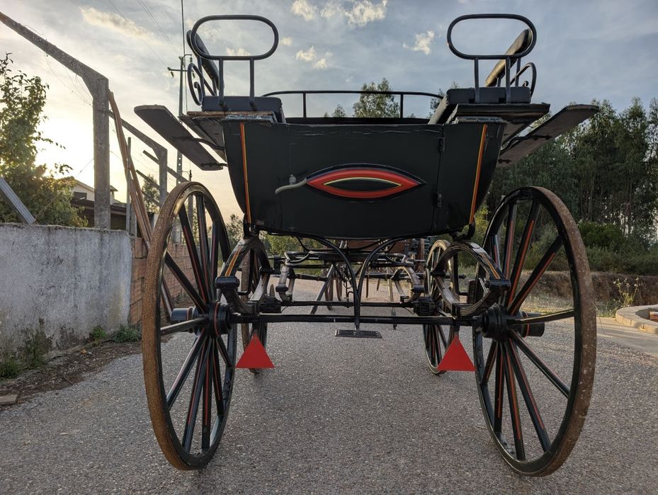 Charrete verde para cavalo ou burro – com travões