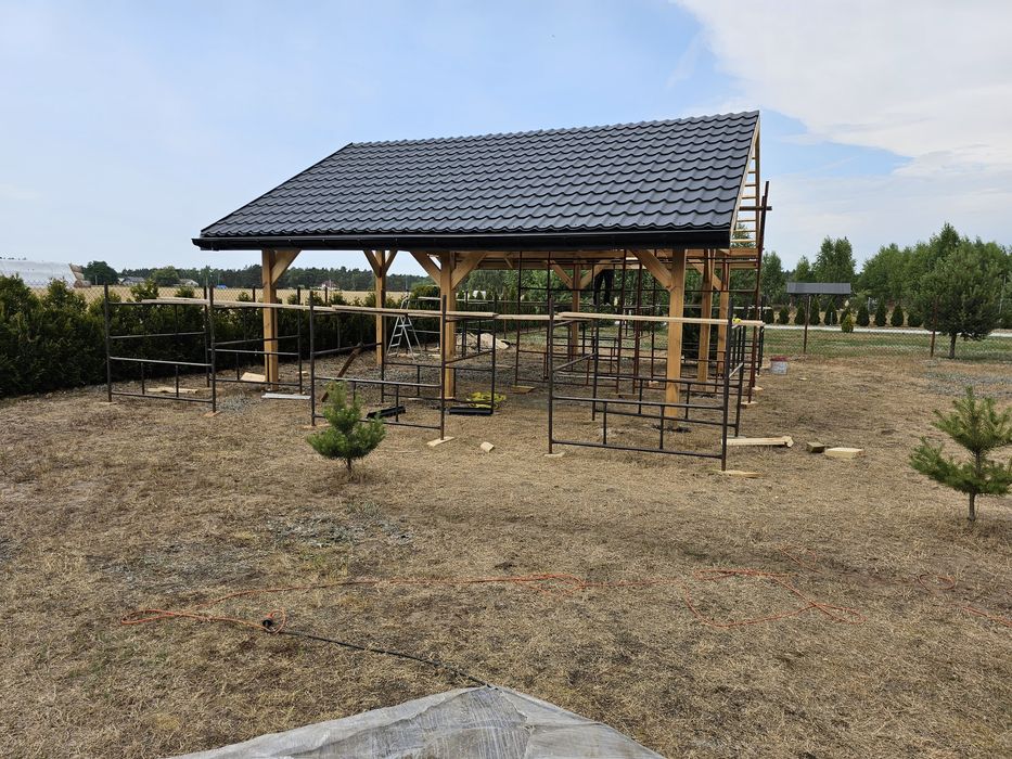 Wiata garażowa drewniana, zadaszenie tarasu