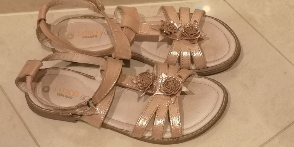 Sandałki Lasocki young  36 skórzane złote