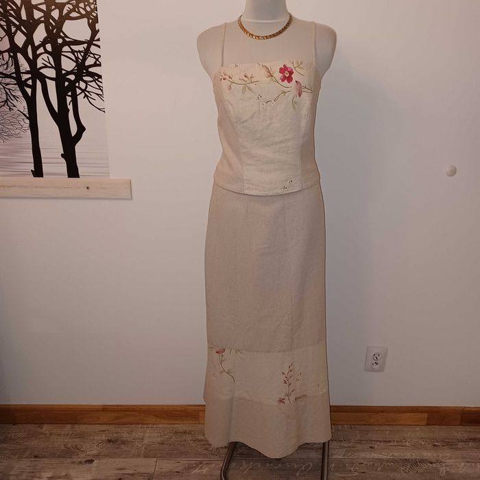 Teresa Kopias komplet lniany j.nowy elegancki dla M/L