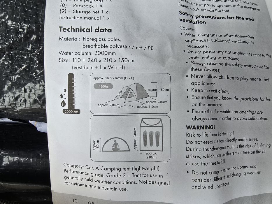 Wodoodporny namiot kempingowy dla 3 osób IGLO Stan idealny szybki mont