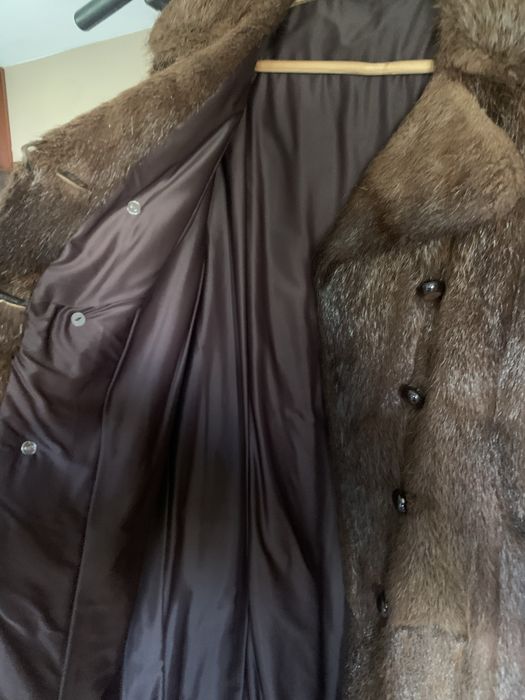 Vintage sztuczne futro długie brązowe retro dwurzędowe stan jak nowe