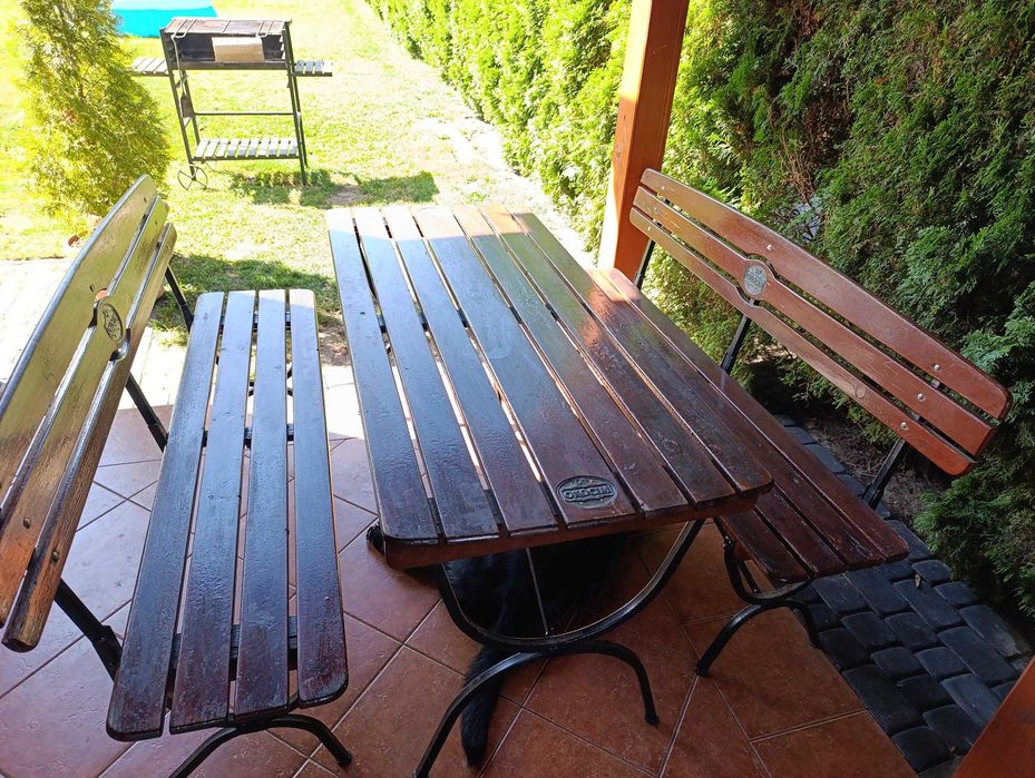 zestaw ogrodowy Stół 150 + 2x ławka drewniany