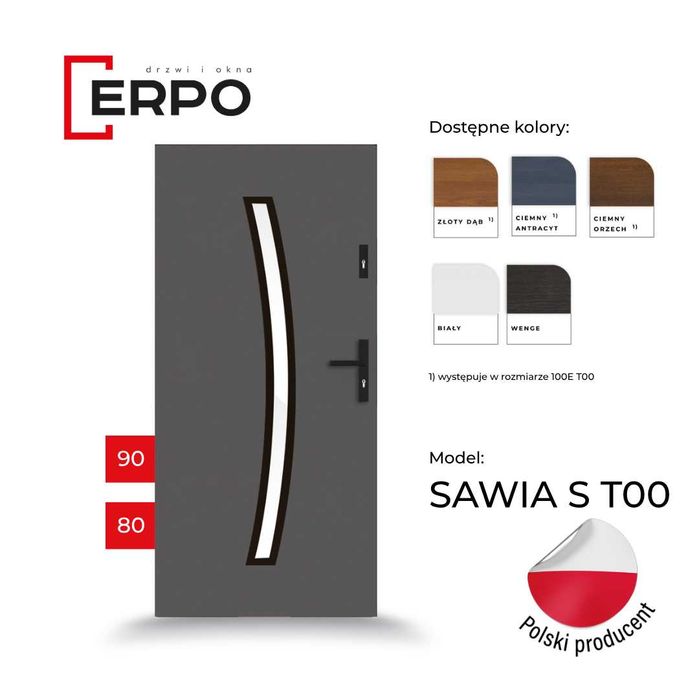 Nowe drzwi wejściowe grubość56mm złoty dąb 80 i 90 lewe, prawe