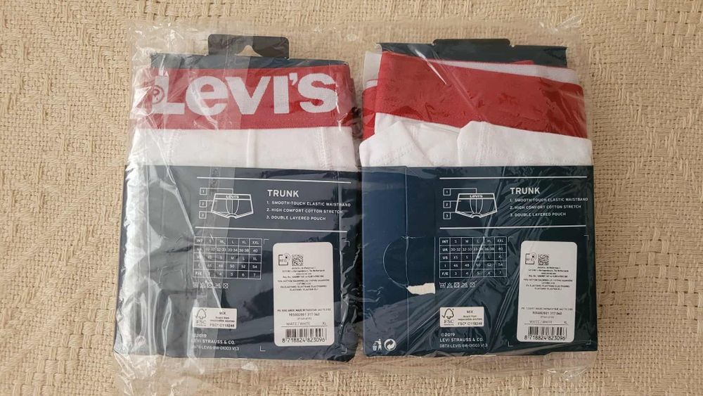 Nowe oryginalne bokserki Levi's roz XL 2-pack kolor biały 2 opakowania