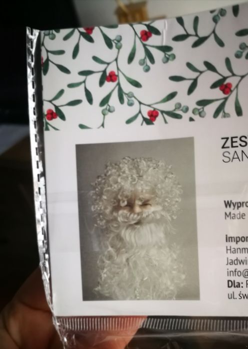 Efektowny strój przebranie Świętego Mikołaja Peruka Broda Czapka