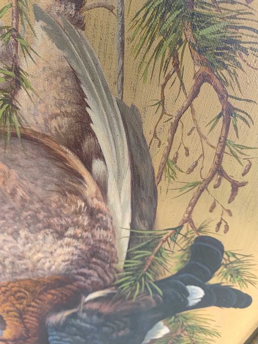 Obraz olej na płótnie martwa natura zając bażant