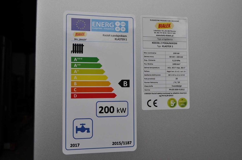 Kocioł z podajnikiem na ekogroszek 200KW KLASTER-5 5KLASA PRODUCENT