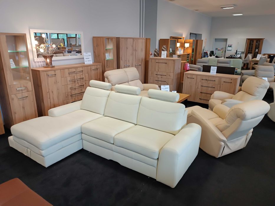 Nowy Narożnik SIGNUM  / 160 cm x 280 cm / SKÓRA NATURALNA / -58% / Producent PYKA Olesno