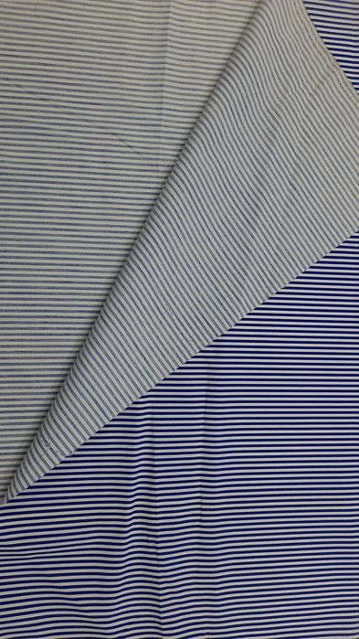 Tkanina w paski biało-granat szer.153 cm.