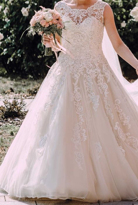 Suknia ślubna Mori Lee, kolor ecru, rozm. XS/S + welon