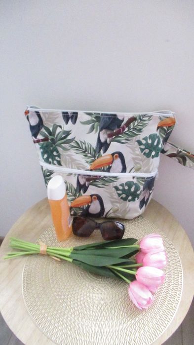 Kosmetyczka duża wyjazdowa w Tukany solidna rękodzieło