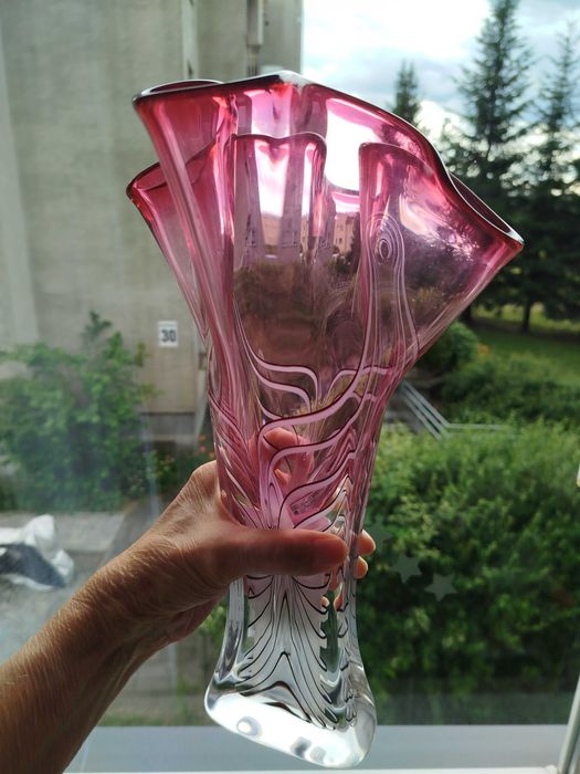 A. Jablonski Kryształowy wazon tzw. "Chusta", sygnowany, 32 cm