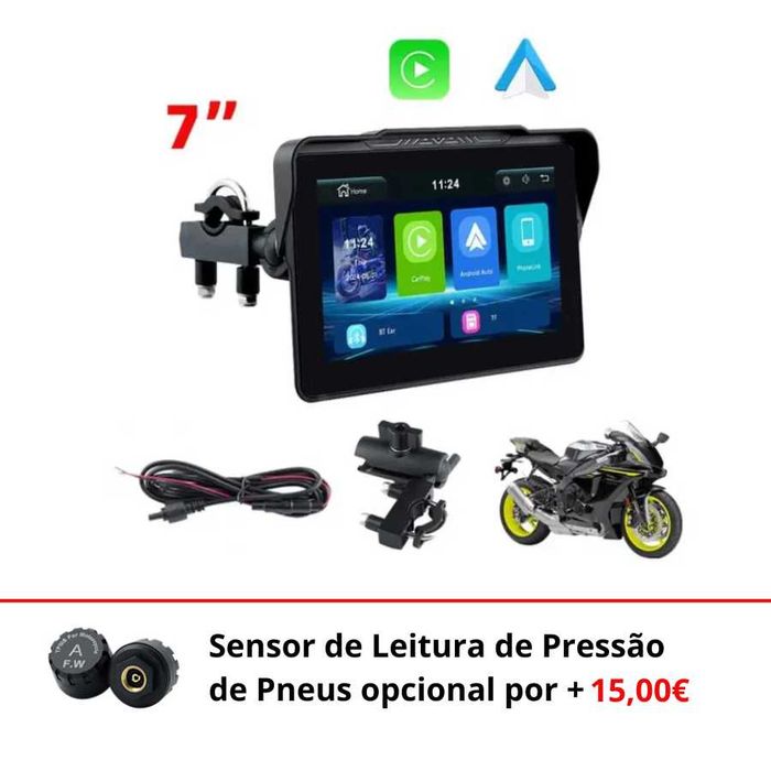 (NOVO) CarPlay | Android Auto Portátil para Mota 7" | Écran Tátil