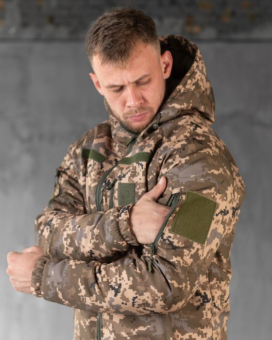 Піксельний зимовий костюм утеплений форма зсу штани та бушлат камуфляж