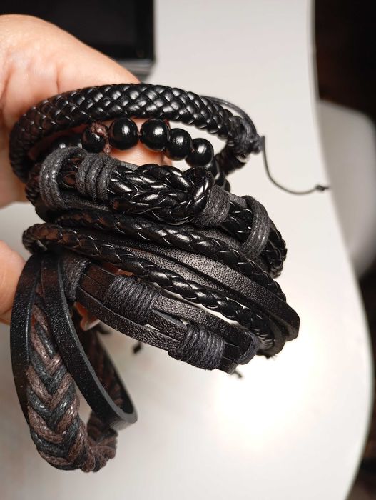 Happyyami 5 шт. регульований ретро шкіряний браслет для чоловіків