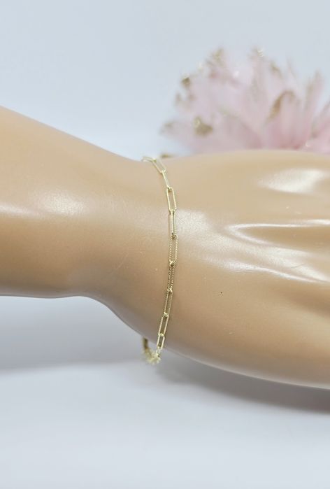 Złota bransoletka splot ankier długie ogniwa próba 585 14k