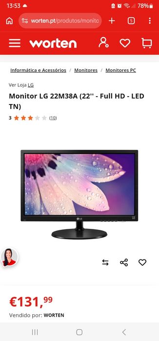 Monitor LG 22" 22M38A-B
