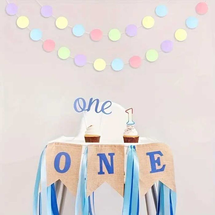 Łańcuch dekoracja pastelowa girlanda, urodziny, roczek