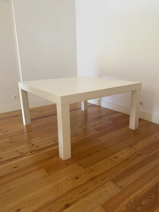 Mesa Madeira Quadrada Lacada Branca 140x140