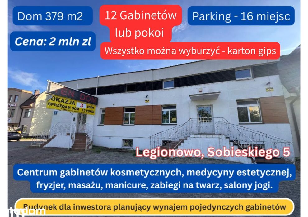 Sprzedam budynek w centrum Legionowa przy ul. Sobieskiego 5.