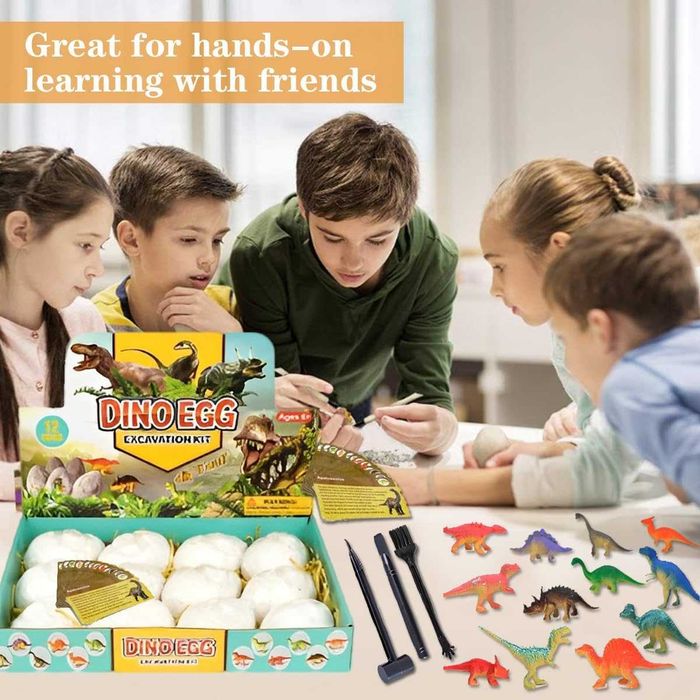Ovos de dinossauro kit de escavação arqueologia 12 dinossauros - NOVO