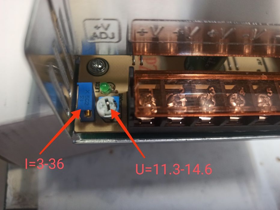 Зарядний пристрій cc-cv 2-36a регулювання струму, 11.5-14.6в  напруга