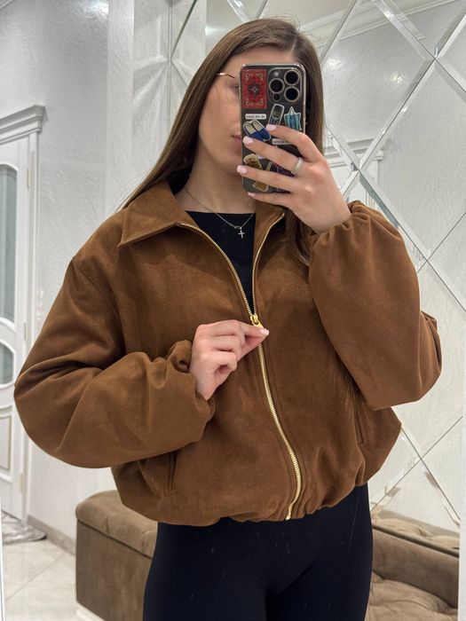 Трендовий замшевий бомбер куртка