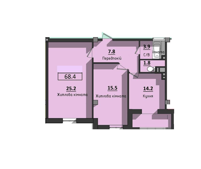 2-rooms apartment apartment by the address st. Radostnaya (area 68,4 m²) - Atlanta.ua - photo 3