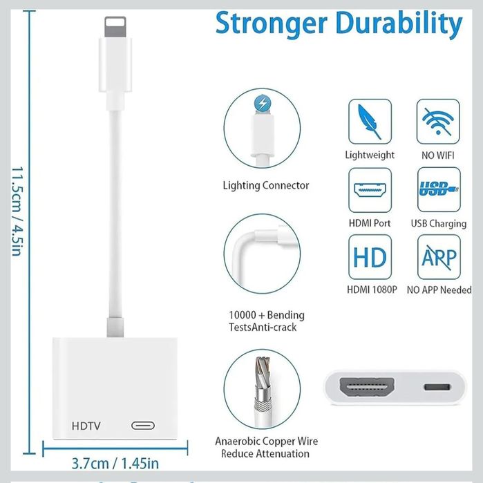 Oliveria Adapter Lightning HDMI Adapter iPhone HDMI do iPhone'a