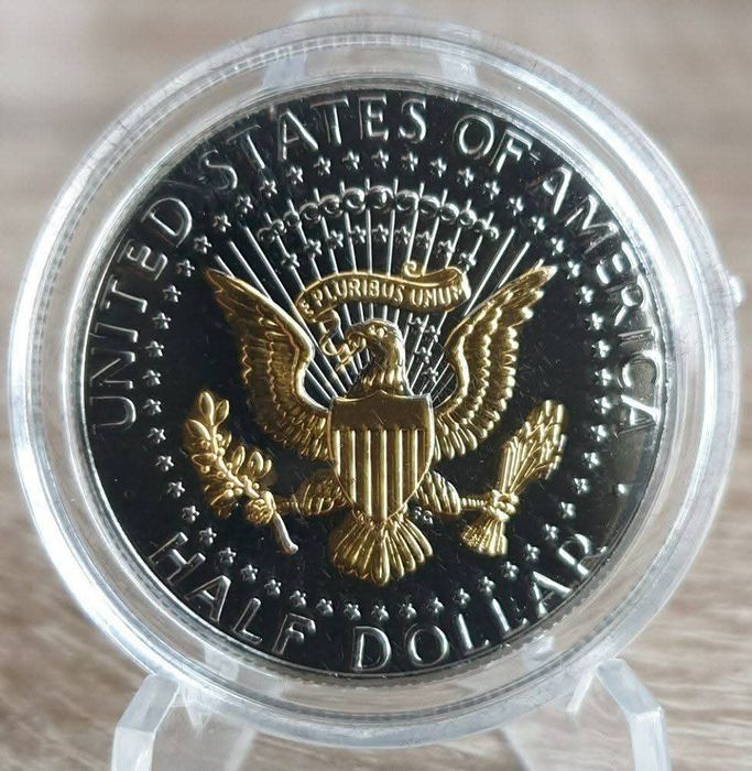 50 центів США 2025р. Чорний рутеній. Позолота 24к золотом. Сертифікат.