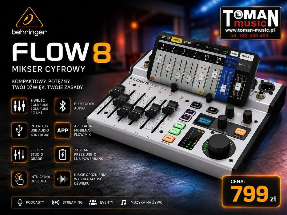 Behringer Flow8 mikser cyfrowy  / mały mikser / mackie presonus