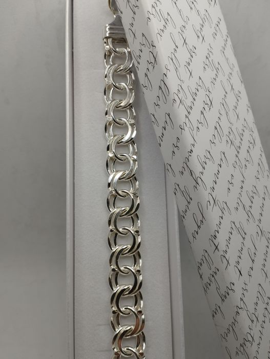 Srebrna bransoletka, Garibaldi, próba 925, długość 22 cm
