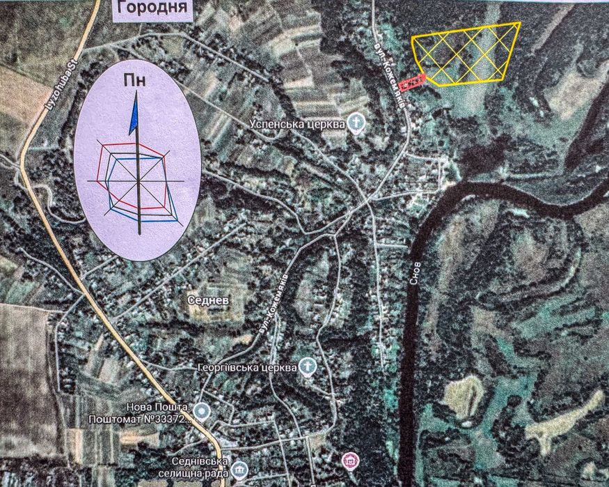 Продаж землі у Седневі  2,15 га поруч з Кротовим озером та р. Снов