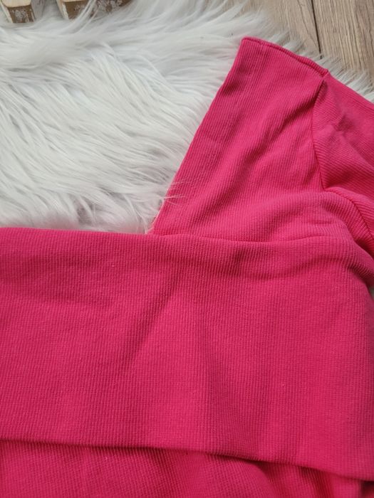 Elegancka bluzka prążek fuksja róż