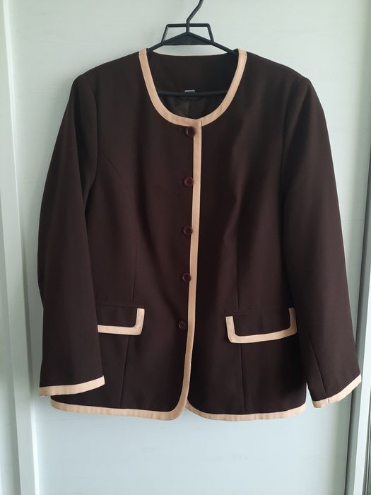 Elegancki żakiet brąz czekoladowy 46 3 XL