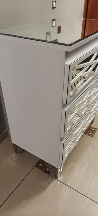 Komoda 70cm, 3 szuflady, Glamour, biała/czarna