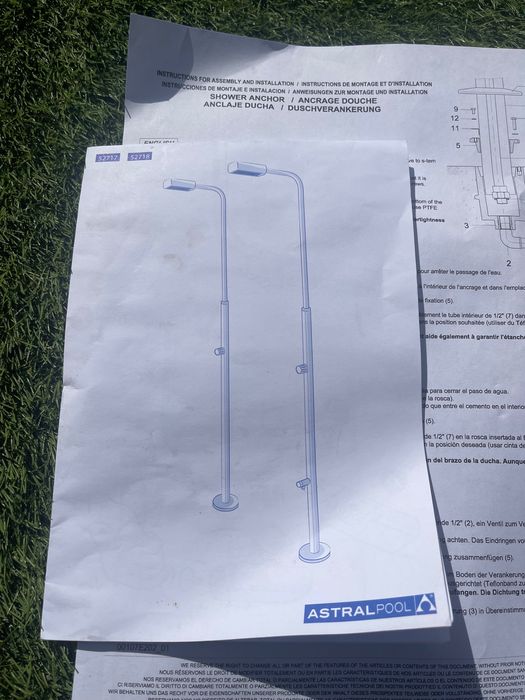 Chuveiro com lava pés, em aço inoxidável (Astrapool)