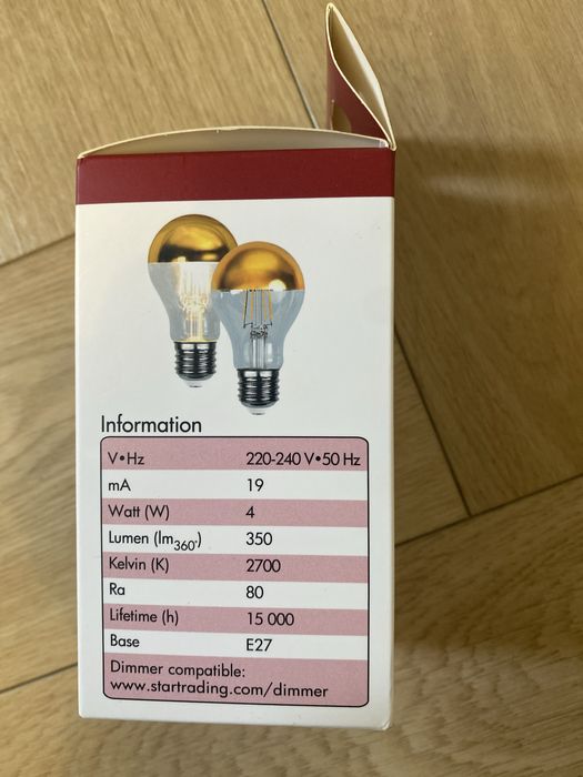 Żarówka dekoracyjna LED E27 4W 2700K  złota ściemnialna