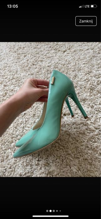Turkusowe szpilki lakierki Venezia 38