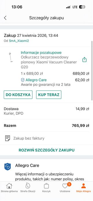 Odkurzacz bezprzewodowy Xiaomi Vacuum Cleaner G20