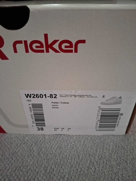 Nowe skórzane snakersy Rieker rozm. 38.