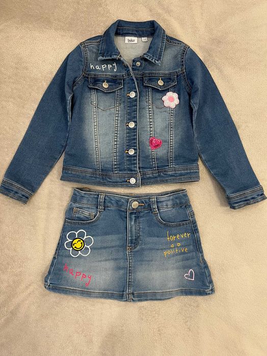 Куртка джинсова вітровка BluKids Stela та спідниця комплект 110-116р