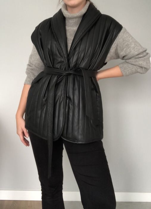 Czarna, pikowana kamizelka ala skórzana Bik Bok, OJ Nellie