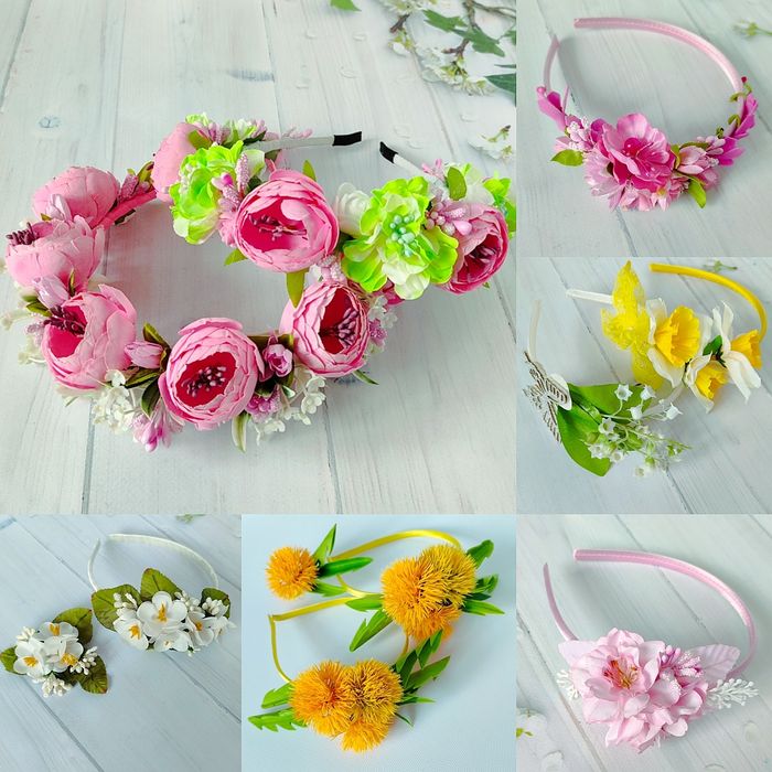 Весняний обруч, весняний віночок, обруч з квітами, святковий обруч