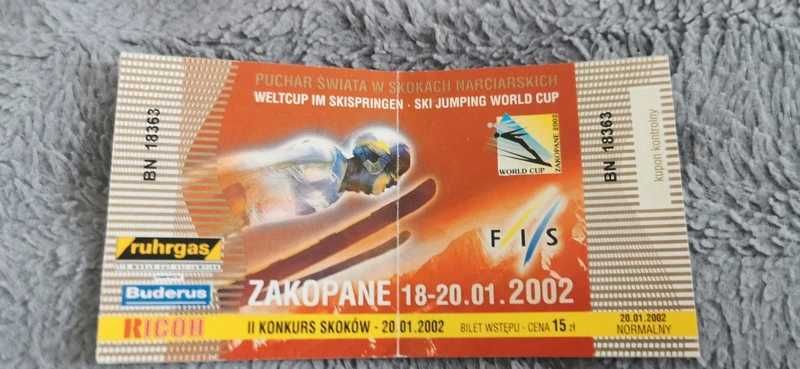 Bilet z PŚ w skokach narciarskich Zakopane 2002 rok