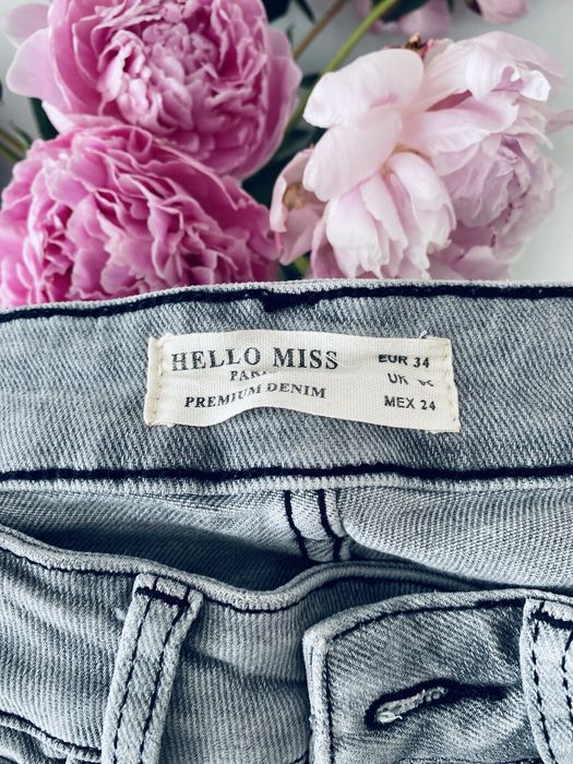 Spodnie jeansowe szare hello miss rurki jeansy