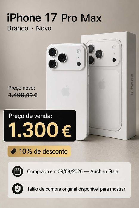 iPhone 17 Pro Max 256GB Silver — Novo e Selado | -10%